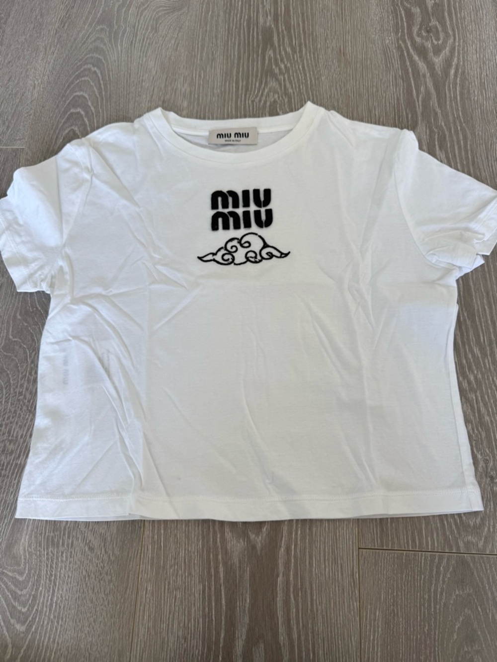 Miu Miu Women's White Logo-Embroidered Cotton T-Shirt